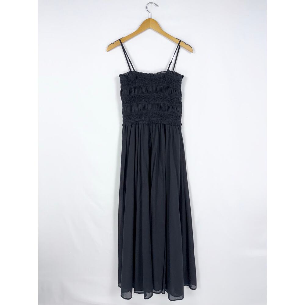 J Crew Women's Smocked Cotton Voile Maxi Dress Medium Black - Picture 8 of 16
